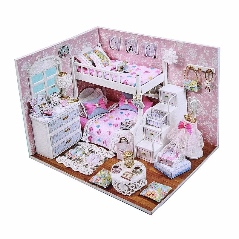 New Arrival Cuteroom DIY Wood Dollhouse Kit Miniature With Furniture Doll House Room Angel Dream Best Birthday Gift For Girls New Arrival Cuteroom DIY Wood Dollhouse Kit Miniature With Furniture Doll House Room Angel Dream Best Birthday Gift For Girls