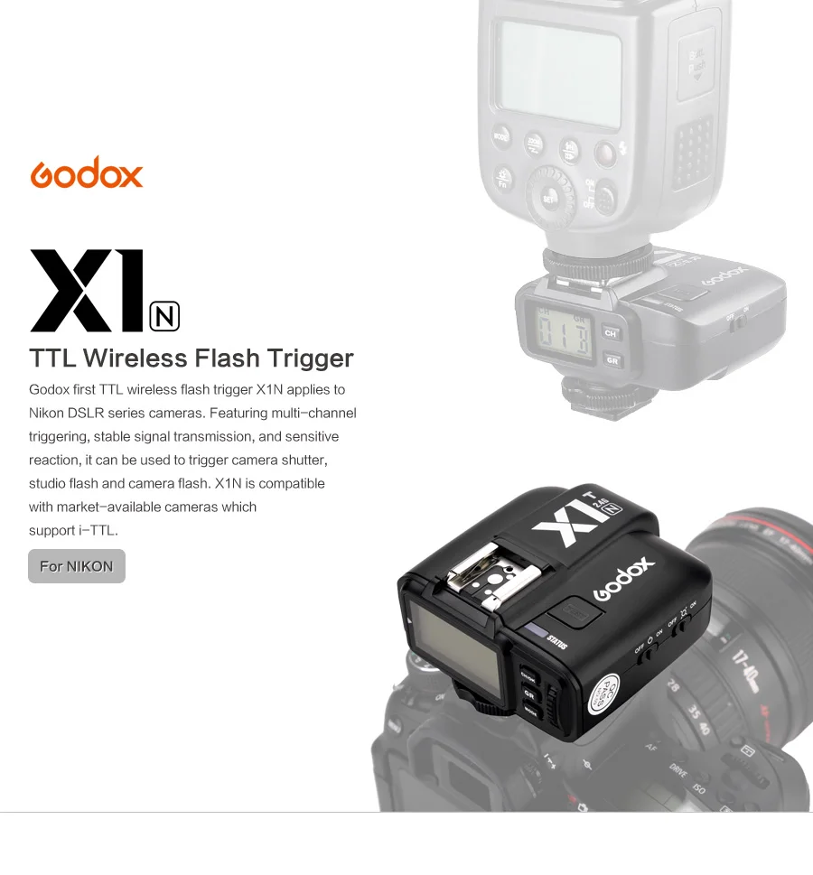 GODOX X1T-N ttl триггер стробоскопа 1/8000s HSS 32 Каналы 2,4G Беспроводной ЖК-дисплей трансмиттер триггер для вспышки для Nikon