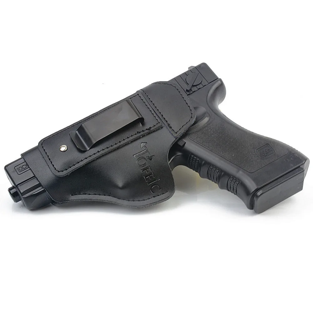 Кожаный IWB скрытый пистолет кобура для Глок 17 19 22 23 32 33/S& W M& P Shield/Спрингфилд XD XDS пистолет пистолеты черный