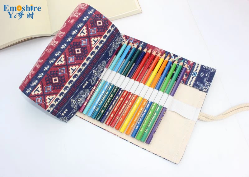 Emoshire Pencils cotton canvas handmade original hole color lead pencil pencil pencil pencil bag (2)