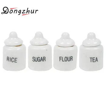 

Dongzhur Dollhouse Miniatures 1:12 Accessories Porcelain Eating Jar Set DIY Handmade Doll House Kitchen Ceramic Ornament Decora