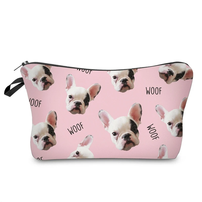

Fashion Women Female Dog Head Printing Zipped Travel Makeup Bags Ladies Cosmetics Organizer Pouch Storage Bag Gifts Popular