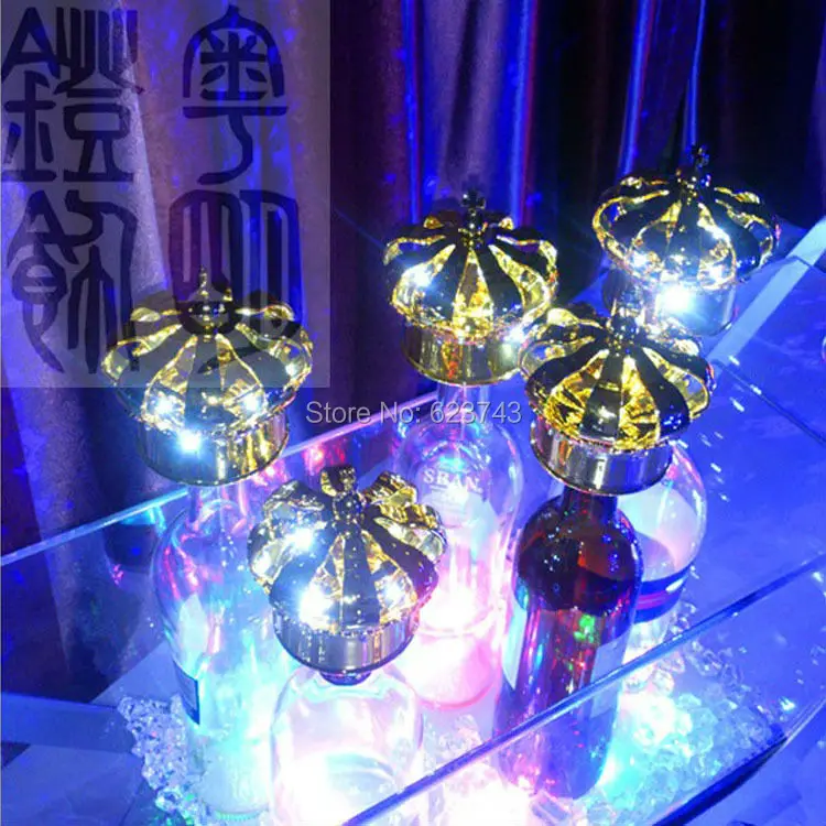 8Pcs/Lot Colorful LED illuminated Champagne Crown of Cold Fireworks Replacement Luminous Crown Head LED Night light Wine holder