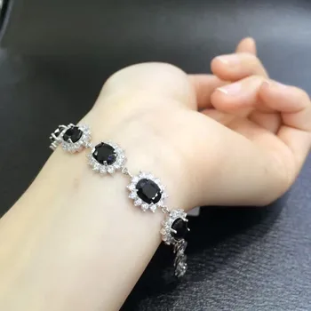 

Sale Qi Xuan_Free Shipping Dark Blue Stone Elegant Bracelets_S925 Solid Silver Fashion Bracelets_Manufacturer Directly Sales