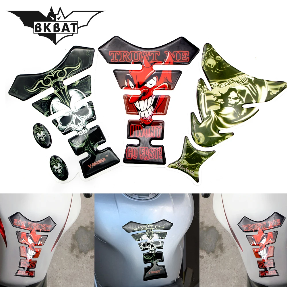 

3D Motorcycle Decal Tank Pad Protector Cool Skull Racing Car StickeFor Honda hyosung cb400 cbr 600 f4 cb500x shadow 600 gl1800