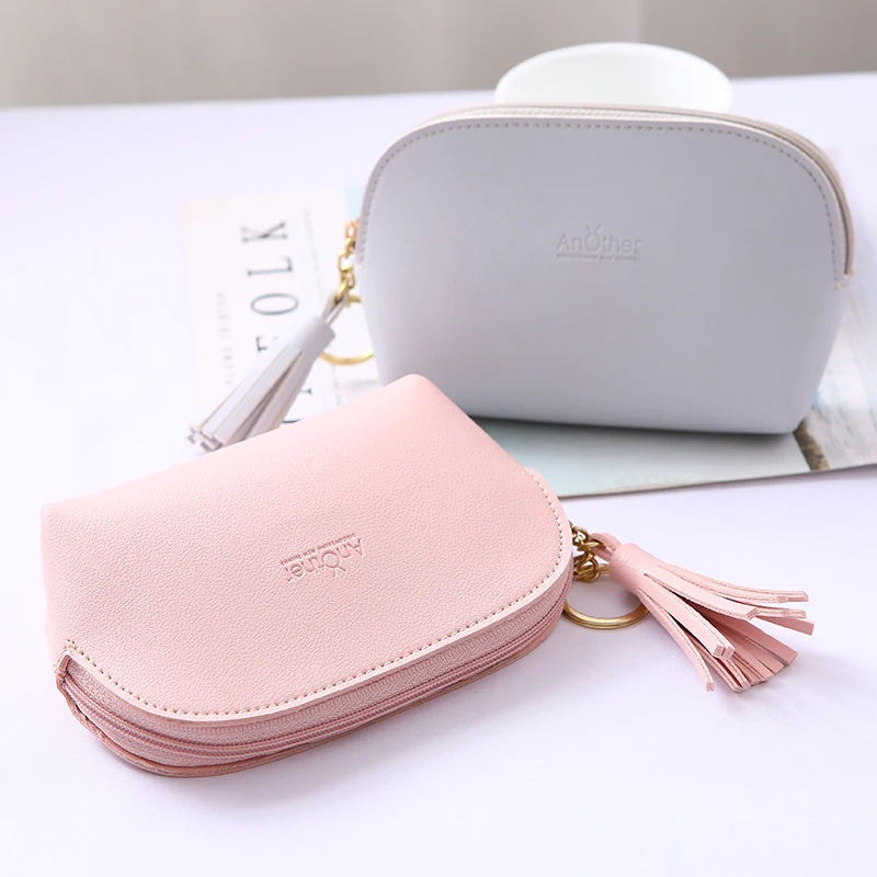 Cute Cat Women's Coin Purse Fashion Mini Small Leather Female Keys Card Cash Bag Wallet Tassel Leave Keychain For Girl