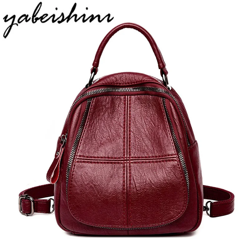 

2019 Women Leather Backpacks Vintage Female Shoulder Bag Sac a Dos Travel Ladies Bagpack Mochilas School Bags For Girls Preppy