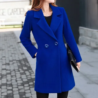 Осеннее и зимнее корейское модное женское пальто Длинная ветровка Имитация шерсти шерстяное пальто дикое темперамент высокое качество MS - Цвет: 2