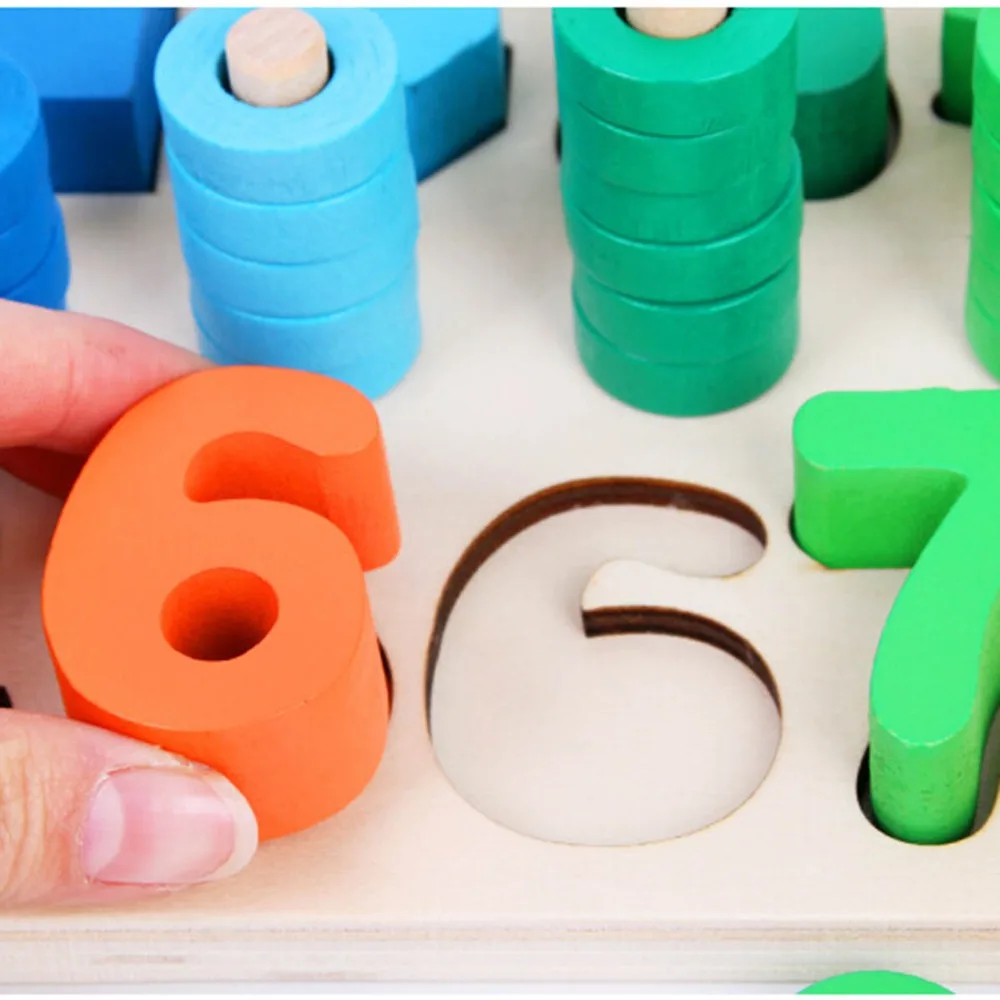 2 Styles Montessori Teaching Math Mathematics Number Wood Board Wooden Digital Counting Shape Game Educational Development Toy