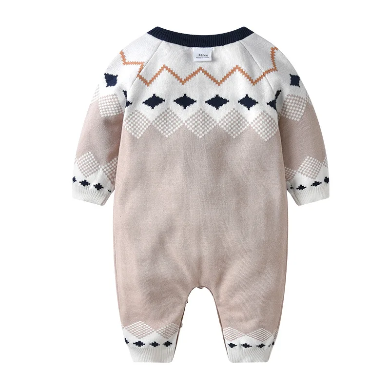 Высокое качество для новорожденных мальчиков модные Kintted хлопковые комбинезоны с длинными рукавами весна/осень/зима детский спортивный комбинезон