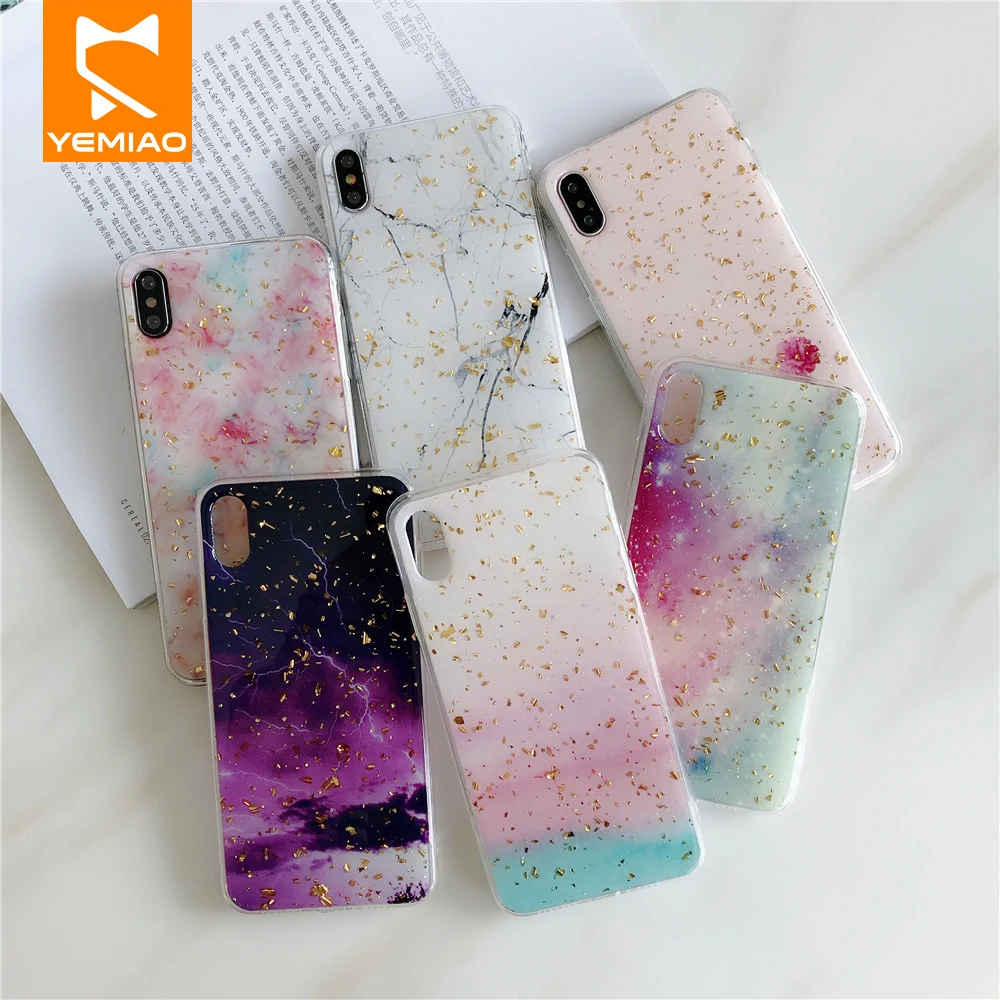 Летний силиконовый чехол для iPhone X 6 S 7 8 Plus милый с блестящими блестками XS Max XR