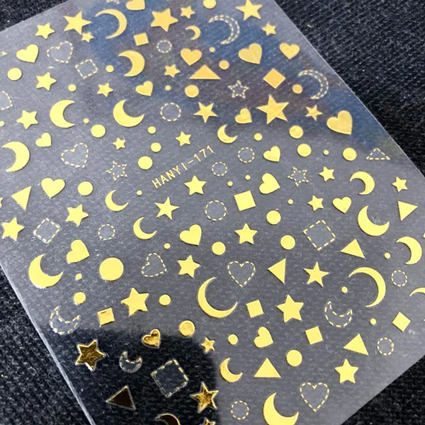 Новейшая 3d наклейка для дизайна ногтей SOLONAIL MOON stars hanyi-171gold Taijiprotect штамп шаблон Переводные картинки инструмент DIY Инструменты для украшения ногтей - Цвет: HANYI-171