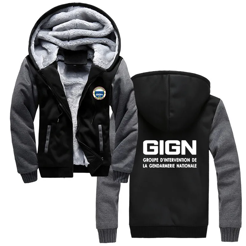 

France Special Elite Police Forces Unit GIGN Gendarmerie Hoodies Men Winter Cotton Sweatshirt Hip Hop Jacket Harajuku Streetwear