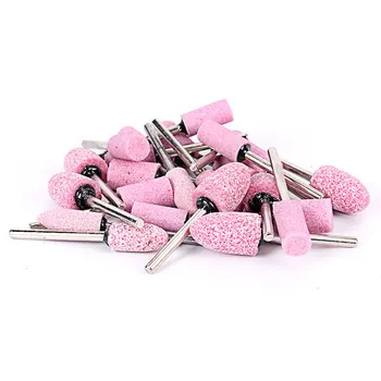 

50pcs dremel Pink aluminum oxide mounted point cylinder and bullet shape grinding head shank 3mm head 8mm 10mm 12mm MT076