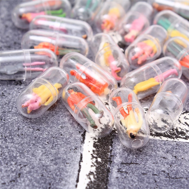 

60pcs Transparent Capsule Shell Plastic Pill Cases Bottle Splitters Capsule Figurines DIY Accessories Mobile Phone Shell Decor