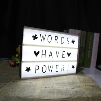 

New A4 LED Combination Light Box 96PCS DIY Black Letter cards Lightbox Message Board Home Night Lamp Table Decoration Lighting