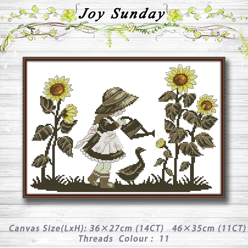 

Girl watering flowers decor painting dmc 14CT 11CT counted cross stitch kits embroidery set Needlework Set chinese cross stitch