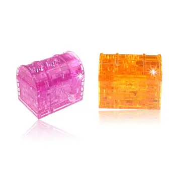 

3D Crystal Treasure Chest Puzzle Flash Light DIY Jigsaw Assembly Model Building Children Educational Toys