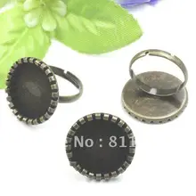 16 мм Античная Бронза Медь Blank Круглый Cap Pad Основы Регулируемые кольца настройки для DIY стекла CZ ООС ювелирных изделий