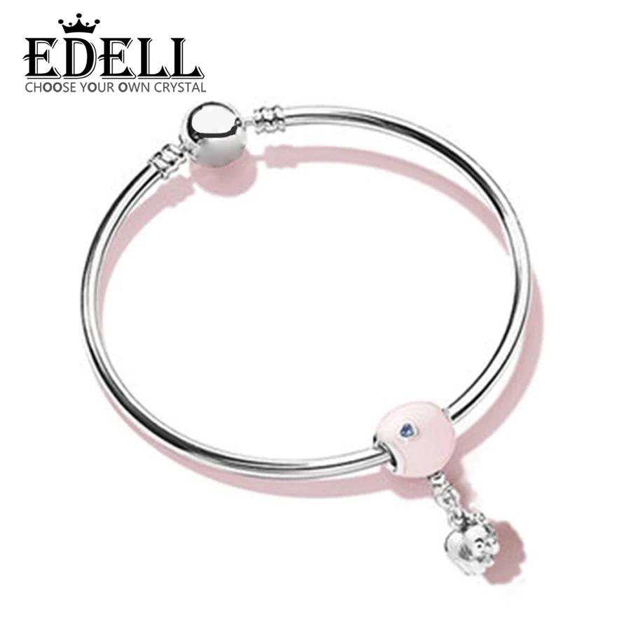

EDELL 100% 925 Sterling Silver 1:1 Genuine Glamorous Confessions Balloon Bangle Set Fit DIY Couple Jewelry Original Jewelry Pan