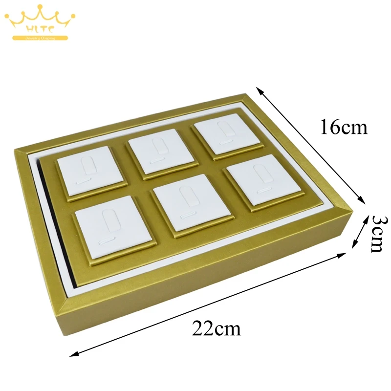 Золото и белый PU подставка из кожзаменителя под украшения Организатор Подставка для демонстрации колец кольца лоток держатель окно
