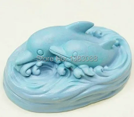 

two dolphins play enjoy Craft Art Silicone Soap mold Craft Molds DIY Handmade soap molds FM 356