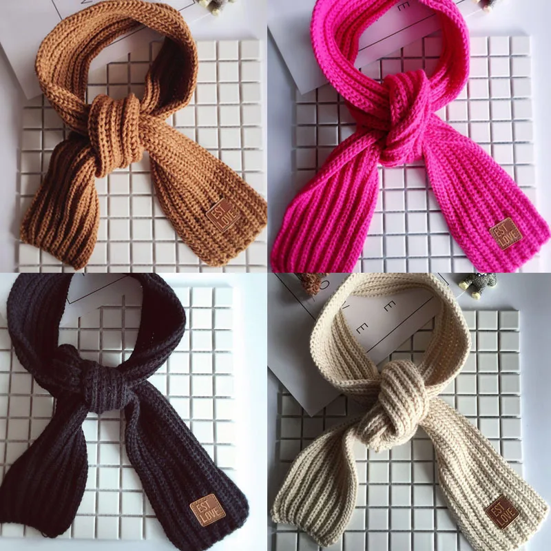 

Cute Cotton Winter Baby Neck Ring Scarf Children Girls Boys Knitted Wool O-Scarves Kids Solid Color Warm Snood