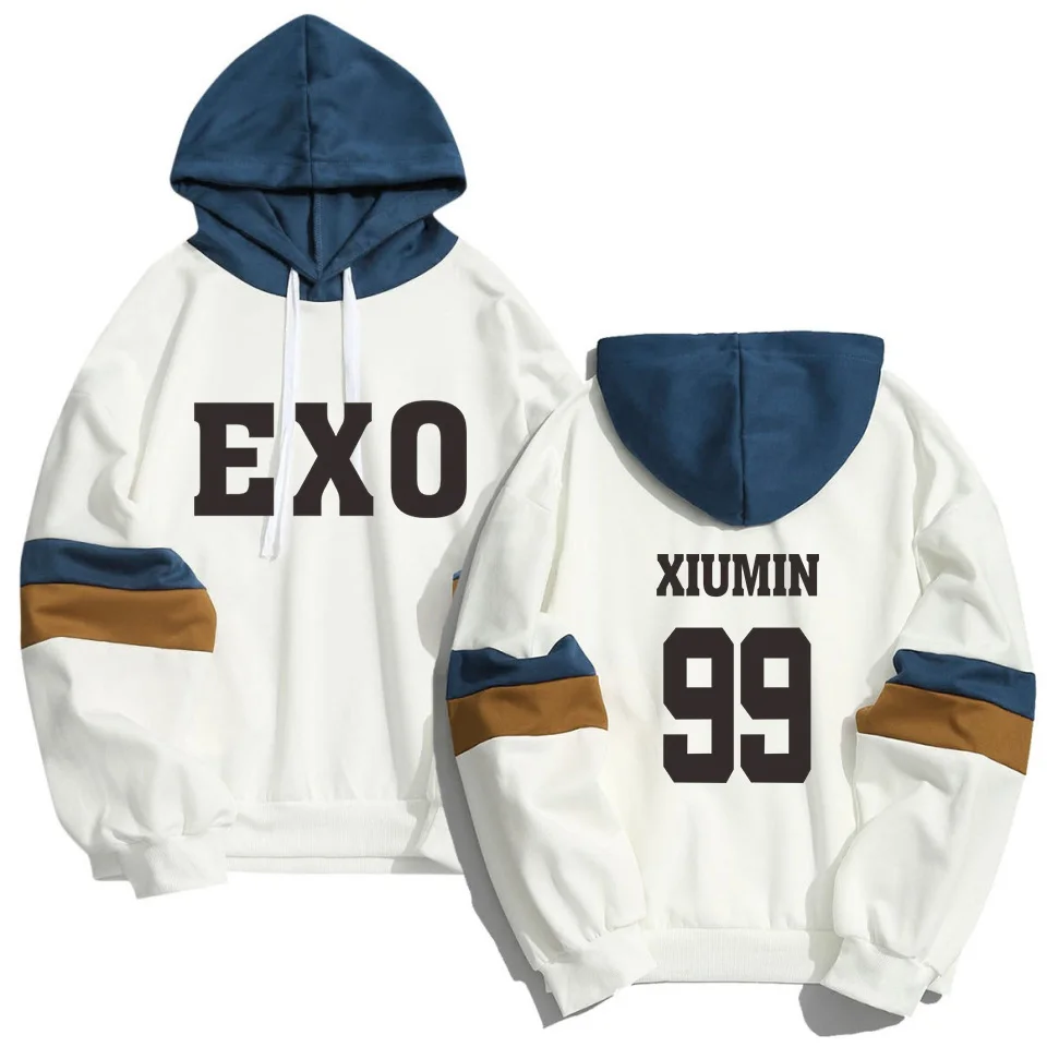 Kpop EXO свитер с принтом имени члена для мужчин и женщин уличная Лоскутная Толстовка с капюшоном K-pop XIUMIN LUHAN CHANYEOL пуловер Одежда - Цвет: color25 99
