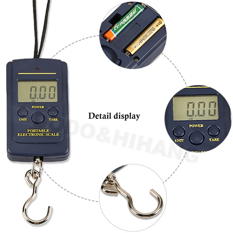 LCD Mini Pocket Electronic Scale Portable Digital Scales 40 KG Hanging Hook Steelyard Luggage Weight Balance Steelyard Hot D1027 (10)