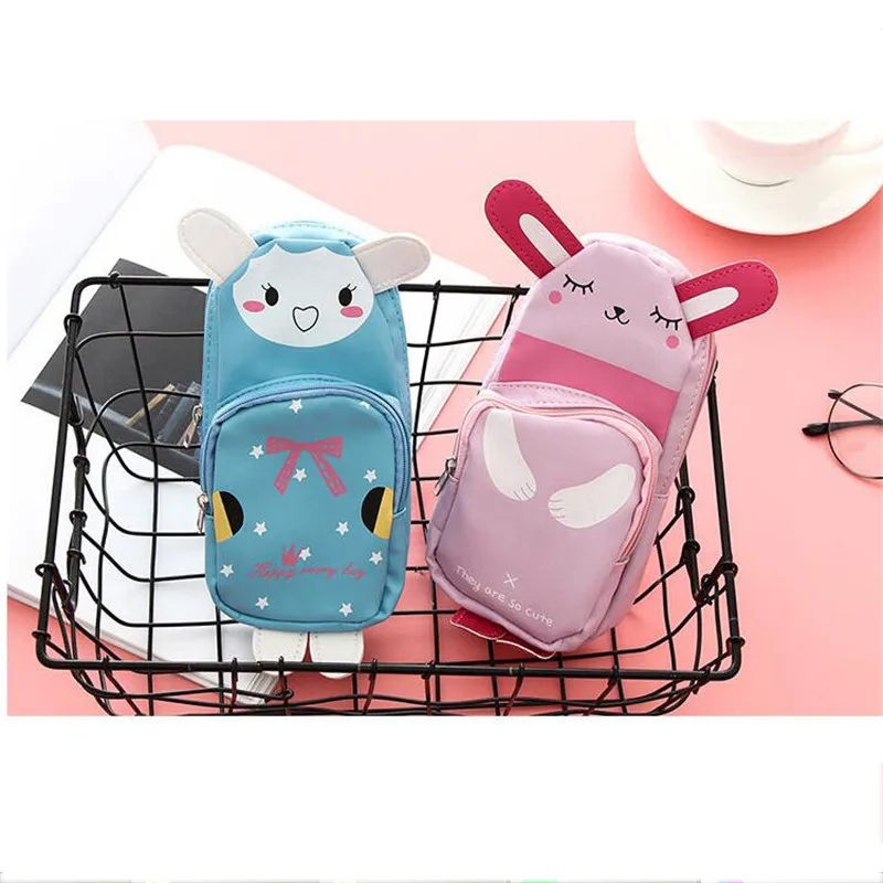 Новинка Kawaii Панда и кролик на молнии кисти для макияжа сумка Карандаш сумка PU водонепроницаемый чехол для карандашей косметичка подарок для детей, канцелярские принадлежности