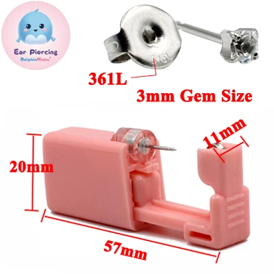 1Unit More Safe Even Charming Dolphin Mishu 316L Stainless Steel Sterlised Disposable Safety Ear Piercing Device Piercer Tool - Окраска металла: MS33-304