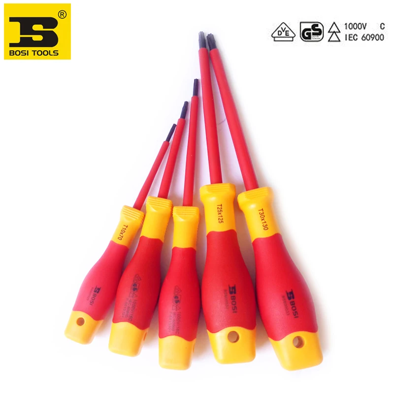 5PC BOSI VDE mixed sizes professional Insulated Torx Screwdriver setin