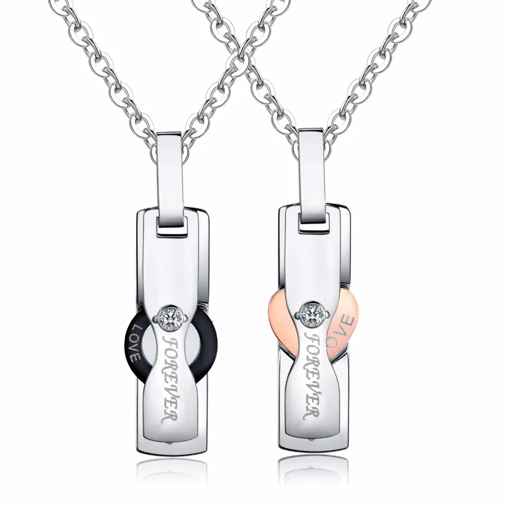 His and Hers Matching Couple Necklaces For Lovers Titanium