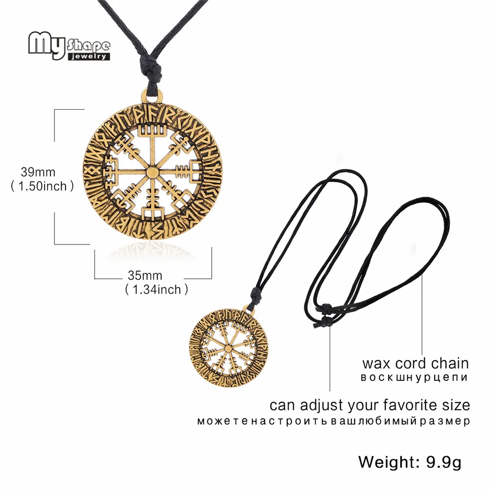 بلدي شكل البوصلة القلائد المعلقات تعويذة فايكنغ شيخ Futhark Valknut باقان تميمة Vegvisir الاسكندنافية بيان قلادة