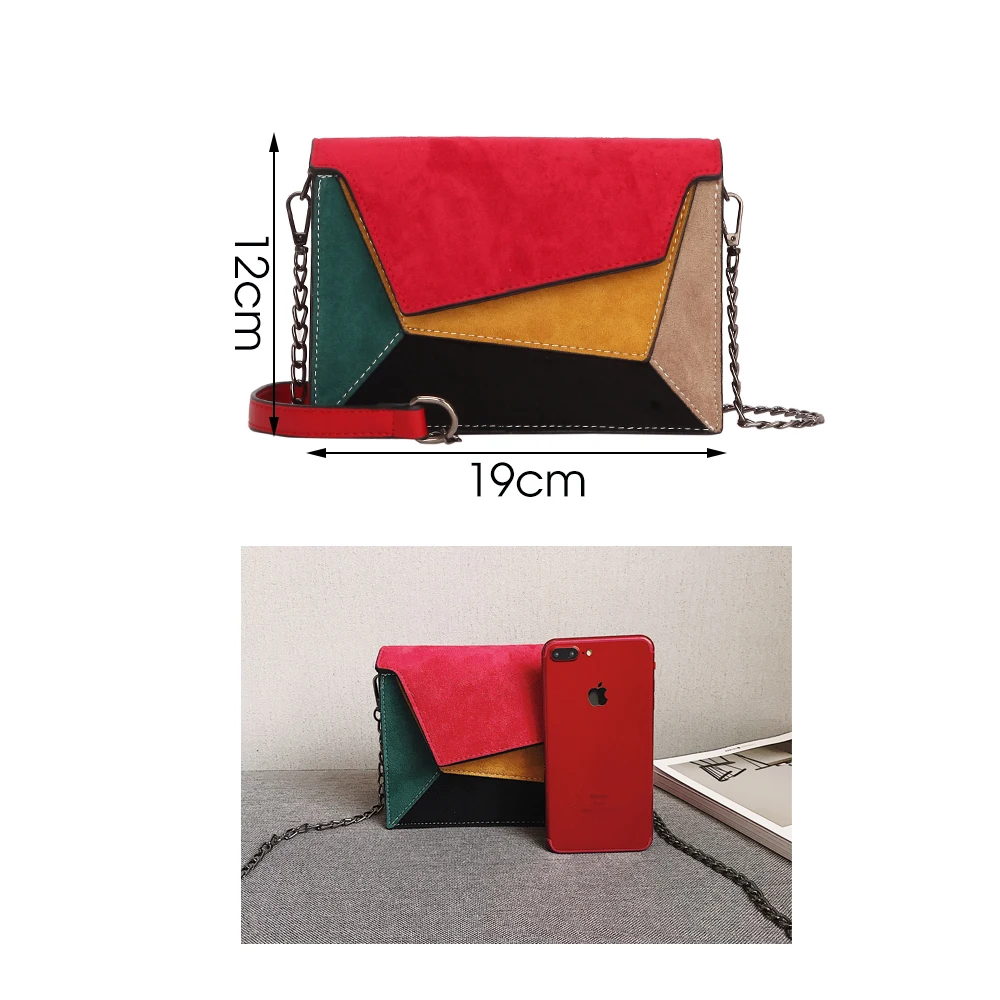  Herald Fashion Quality Leather Patchwork Women Messenger Bag Female Chain Strap Shoulder Bag Small  - 32921156118