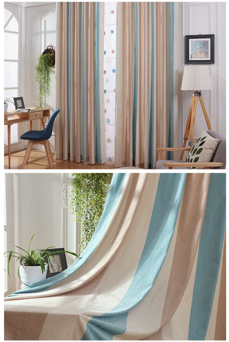 Современные шенилловые занавески в полоску, занавески для спальни, кабинета, балконных занавесок