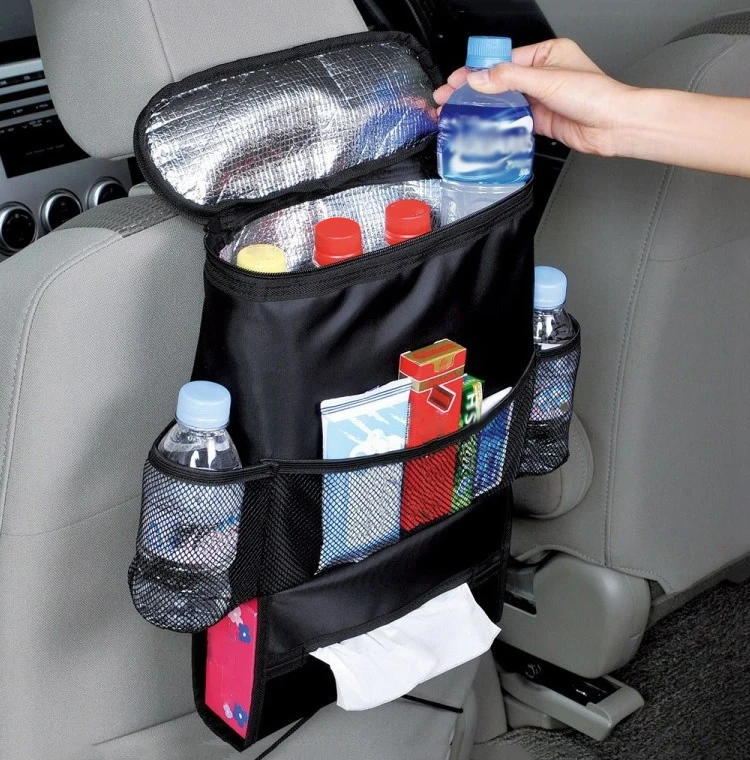 Новая автомобильная сумка для хранения на заднем сиденье с несколькими карманами, органайзер, держатель для упаковки льда, аксессуары для интерьера