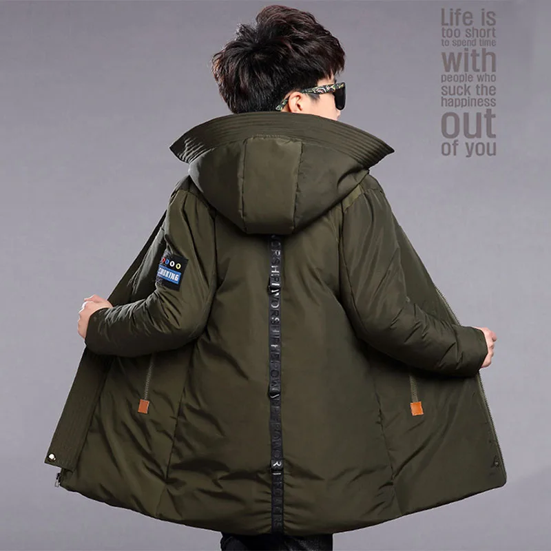 

2019 New Kids Winter Jacket for Boy Thicken Windproof Warm Children Hooded Long Down Cotton Coat Boy Outerwear Teenage Snowsuit