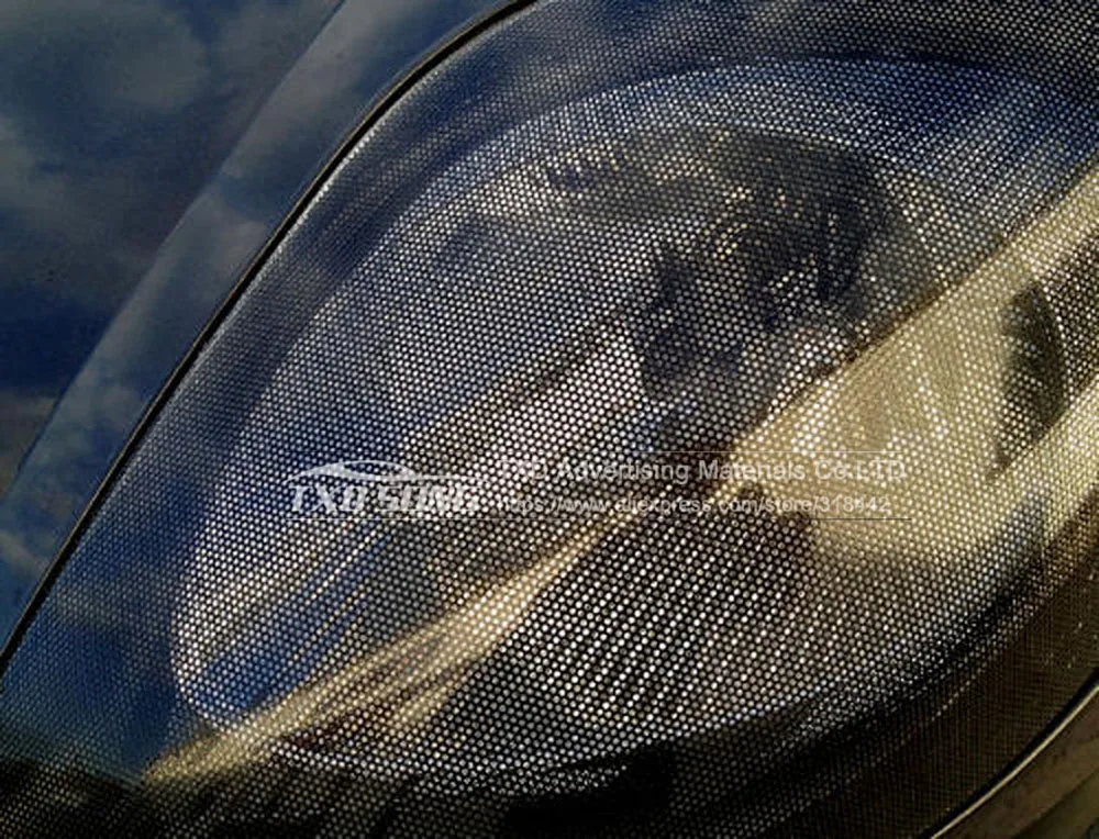 Хорошее качество Fly Eye перфорированная ТИНТ сетчатая пленка черная односторонняя видения автомобильный скутер мотоцикл фара задняя световая Наклейка