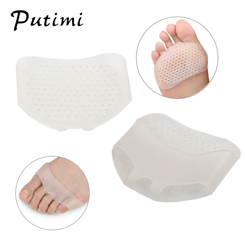 PUTIMI 2 PCS Soft Silicone Gel Insoles Bunion Corrector Breathable Hole Transparent Forefoot Pads Gel Feet Care Pedicure Tools