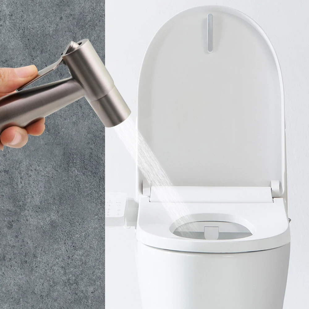 

1Set Handheld Toilet Bidet Spray Gun Kit Stainless Steel Hand Bidet Faucet WC Bathroom Hand Sprayer Shower Head Self Cleaner