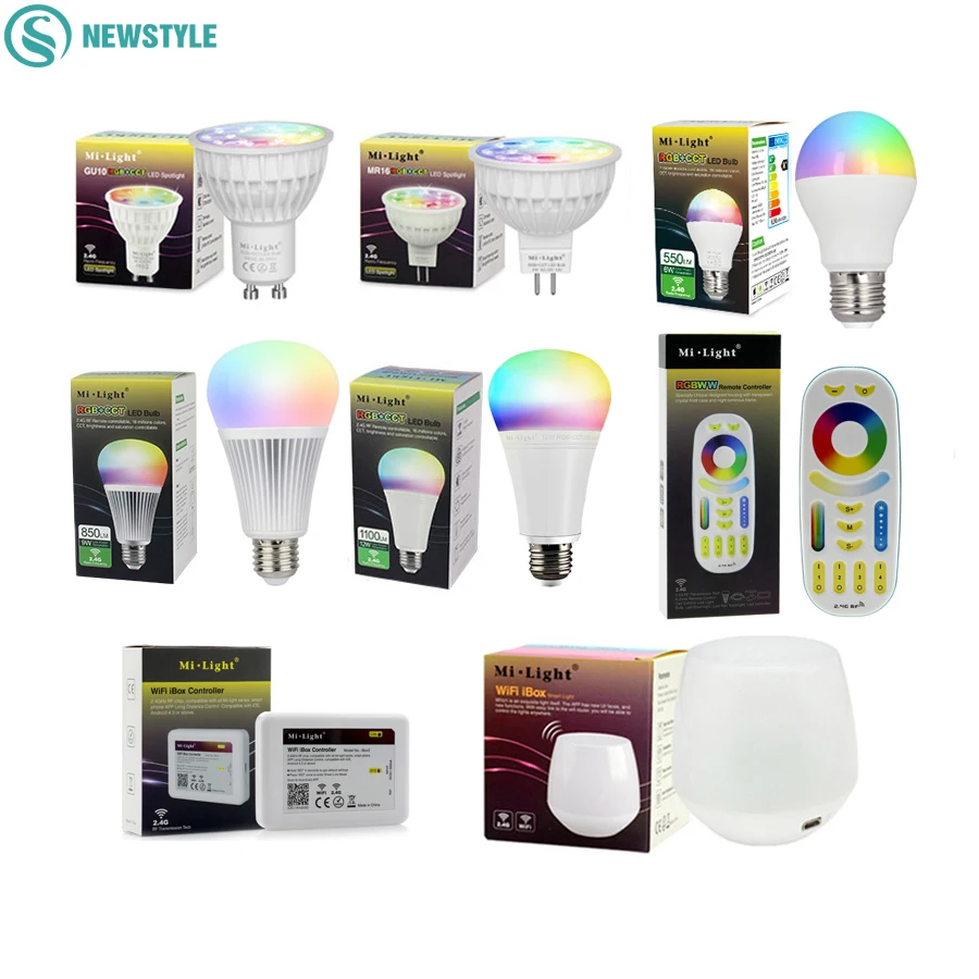 Mi Light RGBCCT диммируемая Светодиодная лампа 4 Вт MR16 GU10 6 9 12 E27 светодиодные лампы