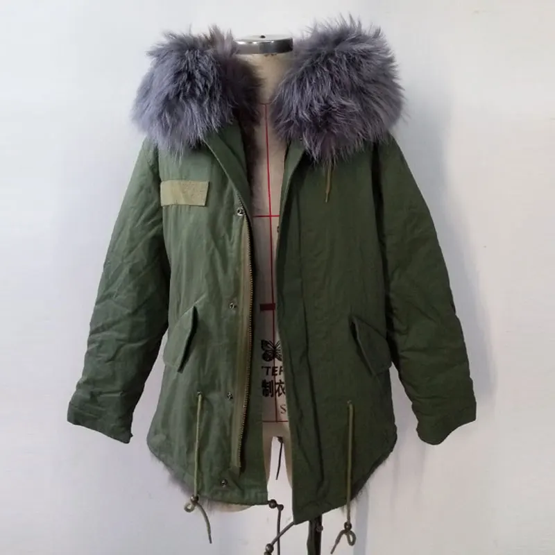 Gris Long Nouveau De Capot Raton Cheveux Manteau Renard D'hiver Laveur Parka Veste Mme Grand Style Fourrure Femmes fwqqWAHI