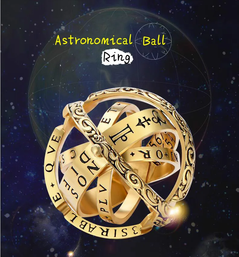 

3UMeter 2019 New Astronomical Ball Ring For Lovers Creative Ring Lettering 16th Century German Love Ring Gift Drop Shipping