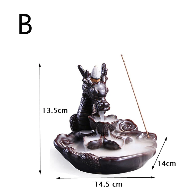 Лучший керамический обратный поток благовоний горелка творческий домашний декор курильница дропшиппинг 19 видов Дракон держатель чай Pet