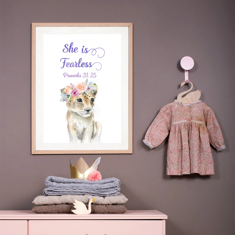Lion Watercolor Canvas Painting Kids Room Decor