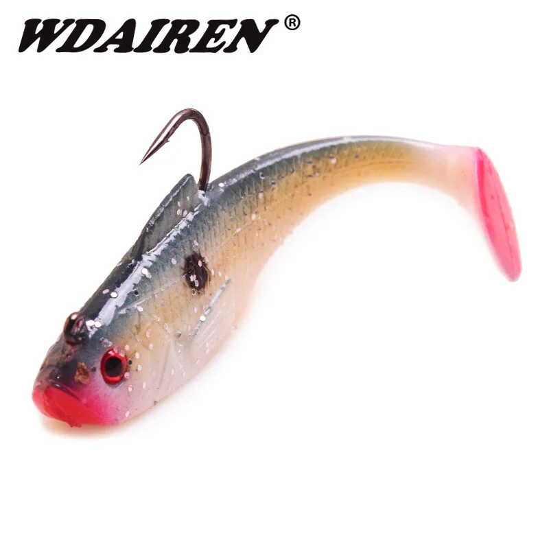 

WDAIREN 3D Eyes Lead Fishing Lures 8cm/5cm With T Tail Soft Fishing Lure Single Hook Baits artificial bait jig wobblers rubber