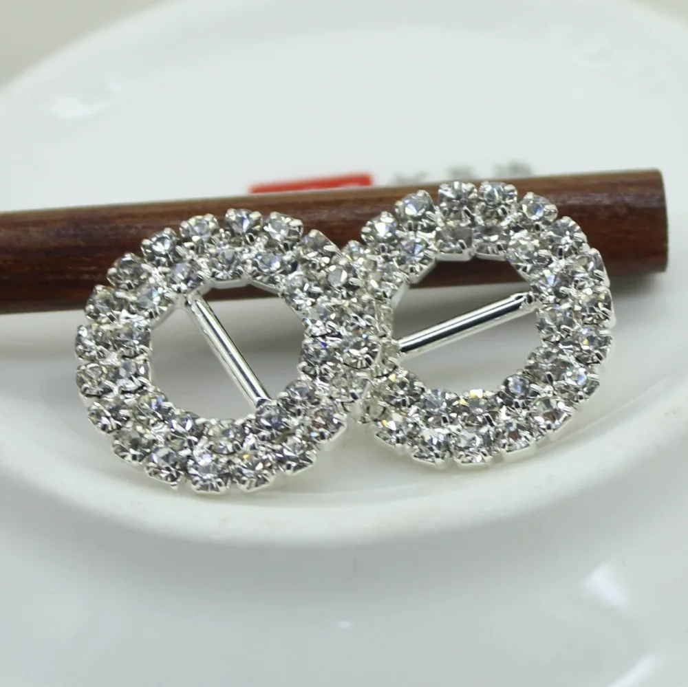 

ZMASEY 10pcs/lot 20mm Two row Round Silver Bling Wedding Diamond Buckles Factor Outlets Rhinestones Buttons Diy Hair Accessory
