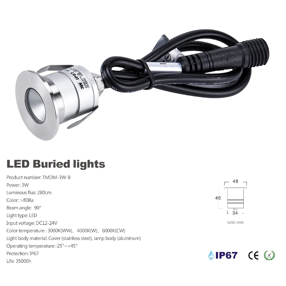 IP67 наружная 1 Вт 3 Вт CREE XBD Светодиодная лампа Точечный светильник водонепроницаемый садовый светильник лампа подземный Точечный светильник CE RoHS