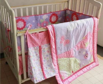

8 Piece Baby Bedding Set Flowers Butterfly Nursery Quilt Bumper Sheet Crib Skirt Baby Crib Bedding Set Baby Bed Baby Nursery